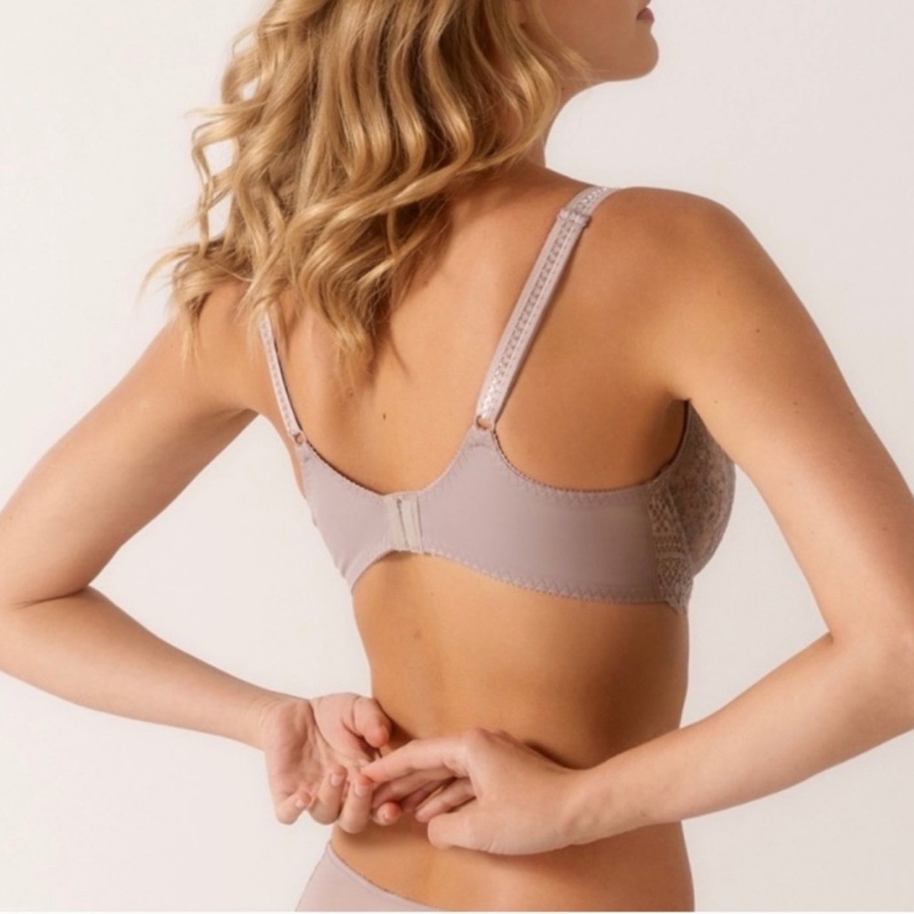 Empreinte 32F Cassiopee 07151 Embroidered French Lace Unlined Bra Rose Savauge - Picture 3 of 16